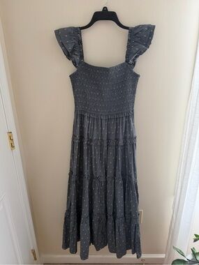 Avaire Collective Smocked Maxi Dress with Ruffle Straps in Slate Blue